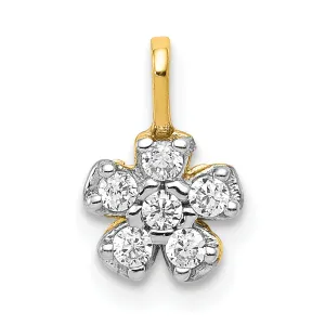 10K Gold CZ Flower Charm with Polished Finish | Elegant and Solid Design