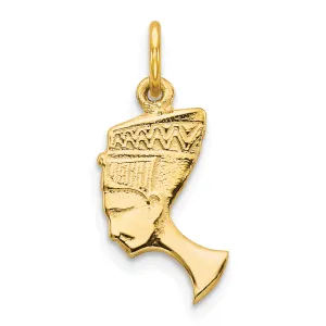 10K Gold Solid Nefertiti Bust Charm with Polished Finish