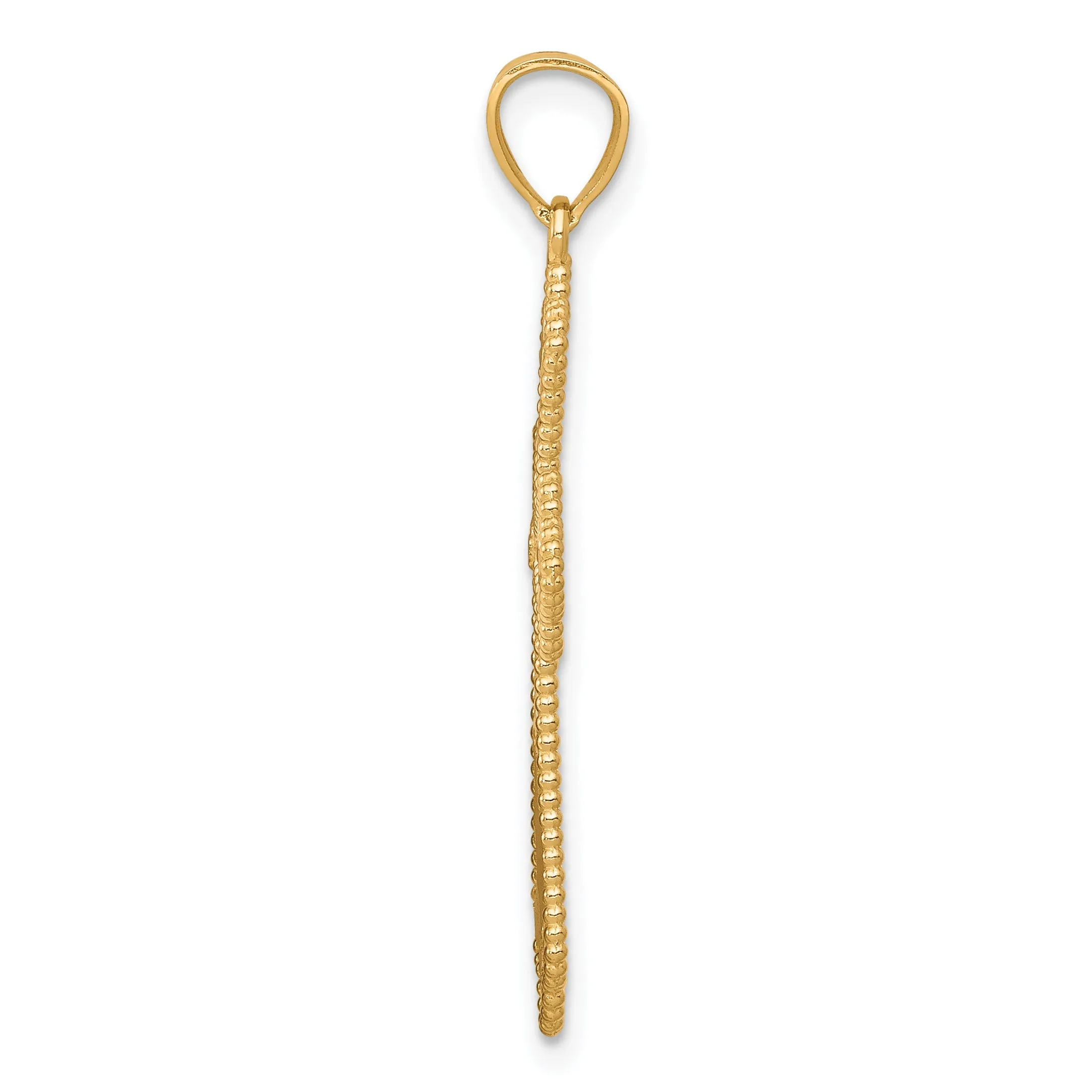 10K Yellow Gold Diamond-Cut Cross Pendant with Rhodium Accents  Polished Finish