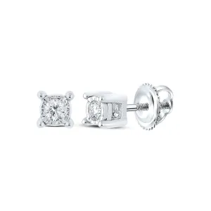 10kt White Gold Round Diamond Stud Earrings for Men - Elegant and Timeless Sparkle