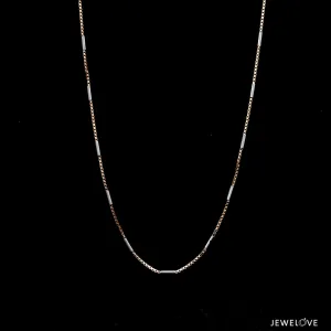 1.25mm Japanese Rose Gold Box Chain with Platinum Roller Links  for Women JL PT CH 1261