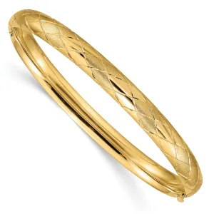 14K Gold Diamond-Cut Fancy Hinged Bangle Bracelet for Women
