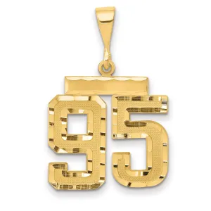 14K Gold Diamond-Cut Number 95 Charm Polished Medium
