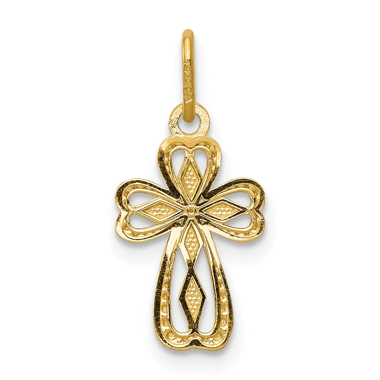 14K Gold Diamond-Cut Polished Cross Pendant  Elegant Petite Charm