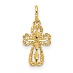 14K Gold Diamond-Cut Polished Cross Pendant  Elegant Petite Charm