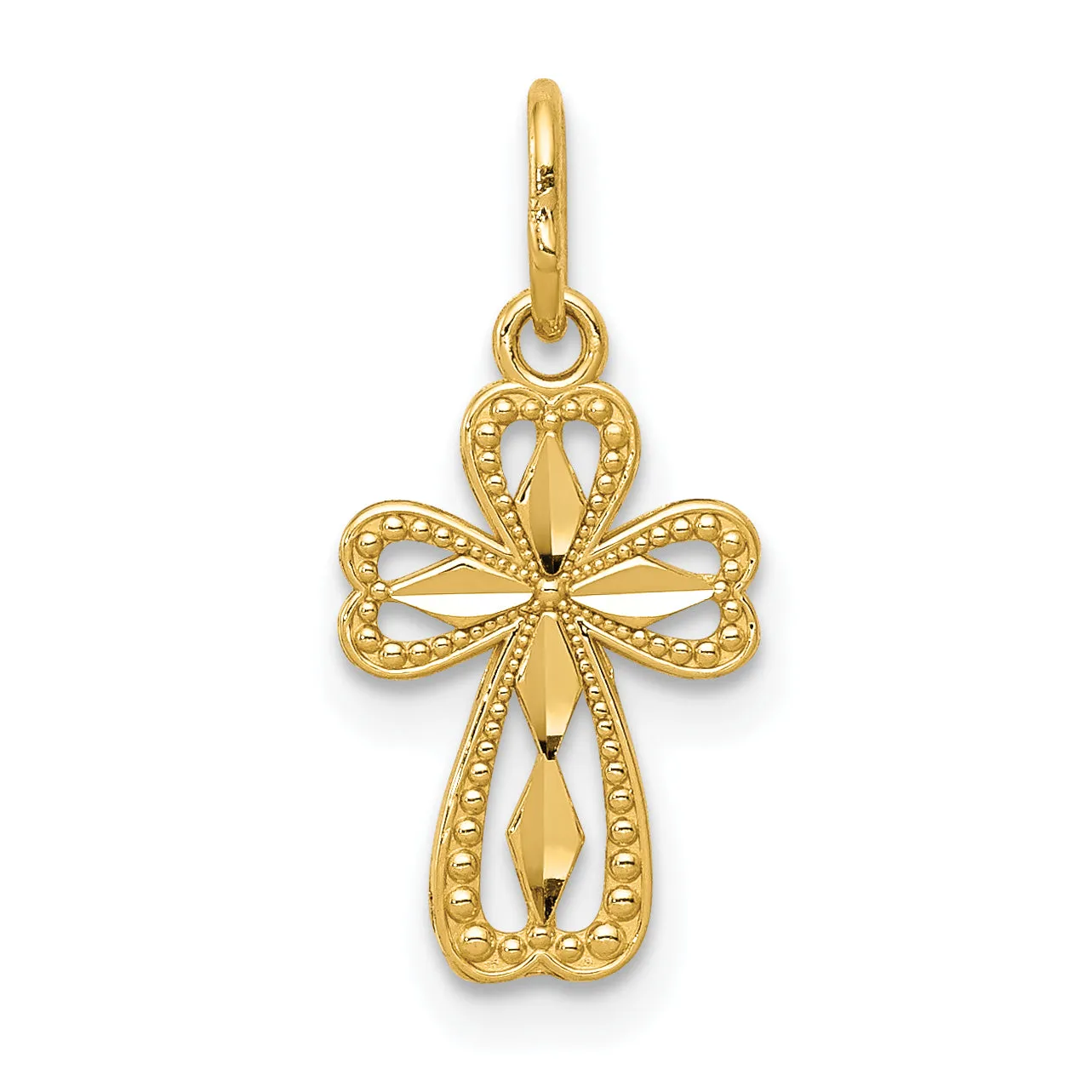 14K Gold Diamond-Cut Polished Cross Pendant  Elegant Petite Charm