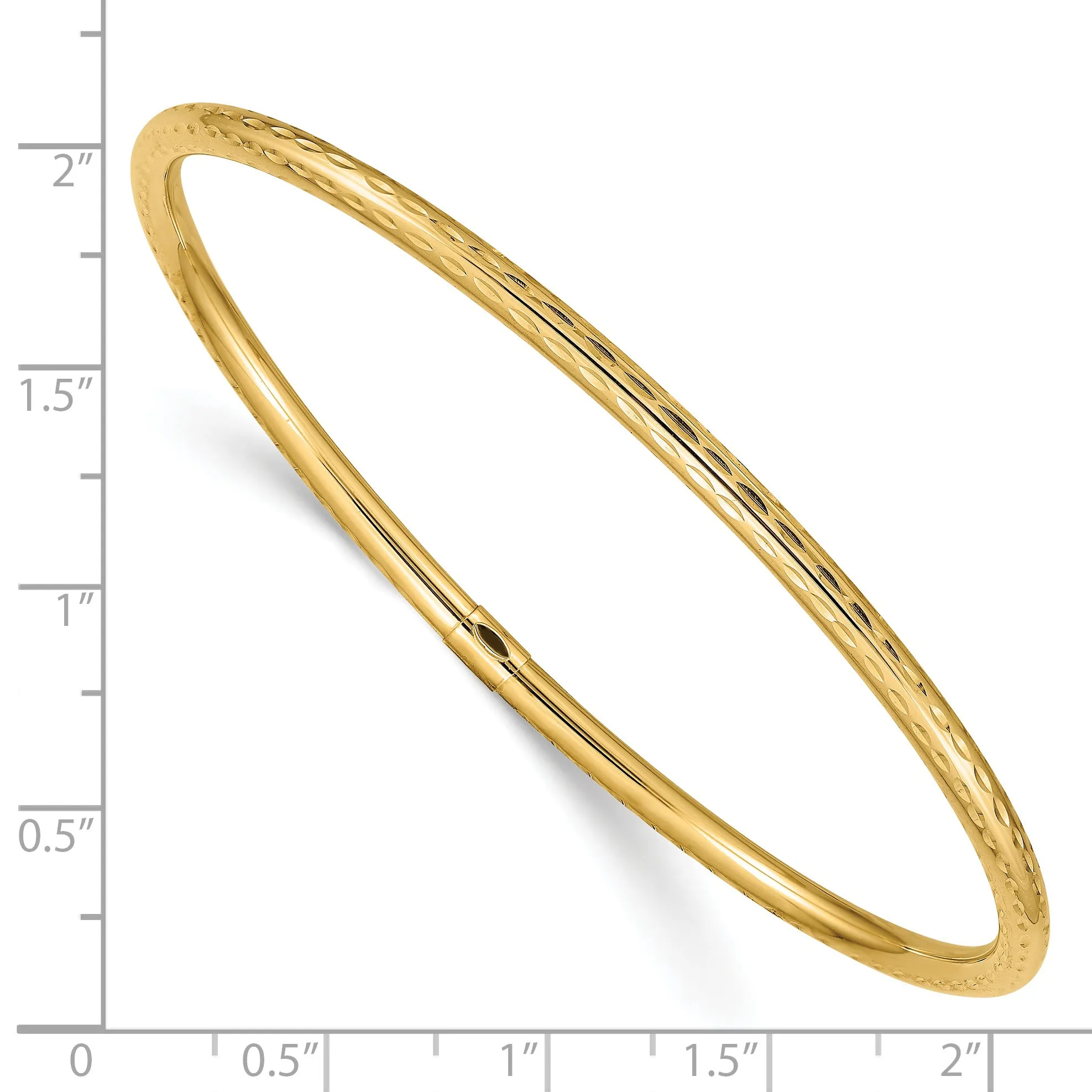14K Gold Diamond-Cut Slip-On Bangle for Women