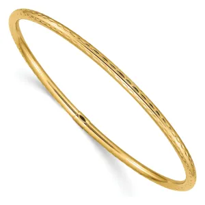 14K Gold Diamond-Cut Slip-On Bangle for Women