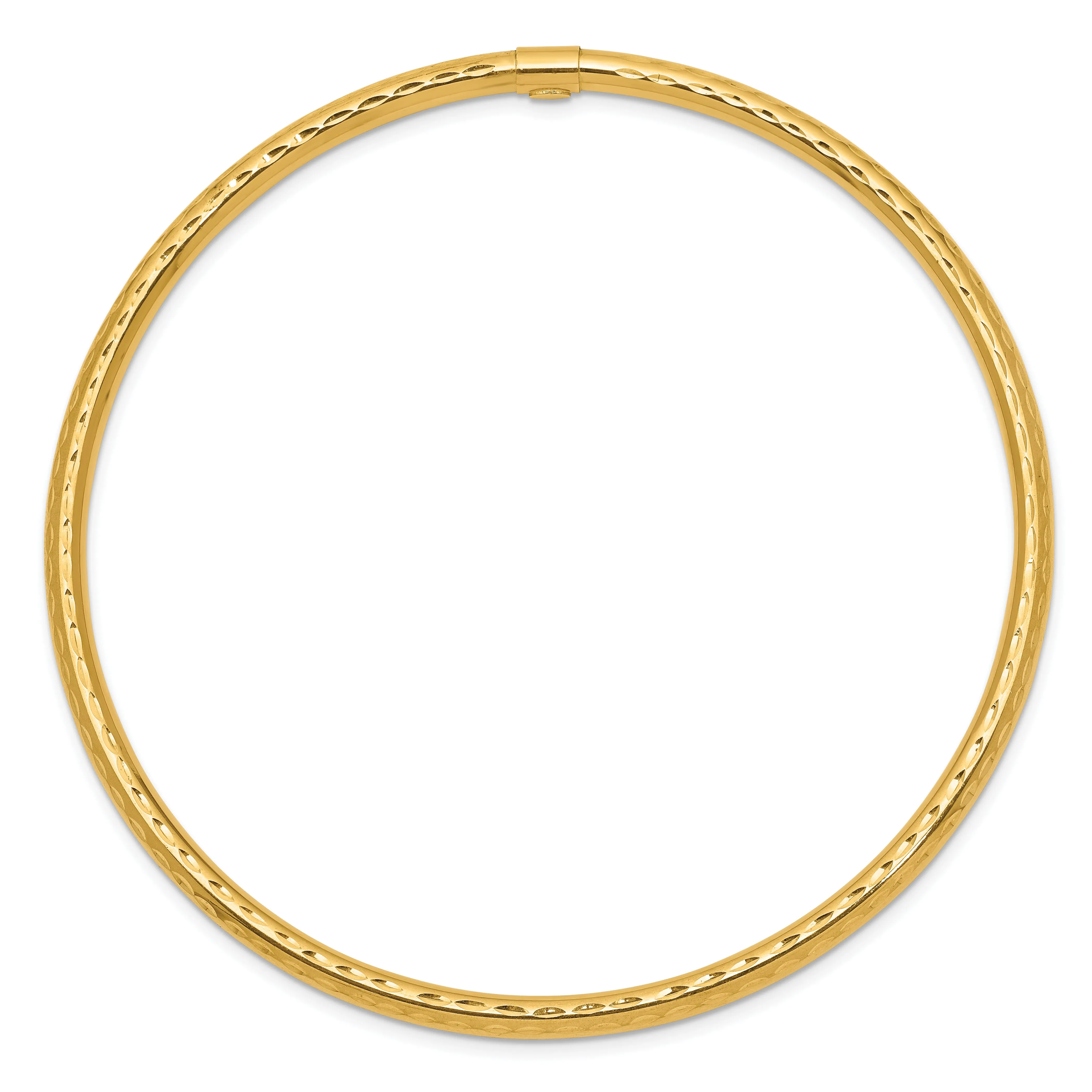 14K Gold Diamond-Cut Slip-On Bangle for Women