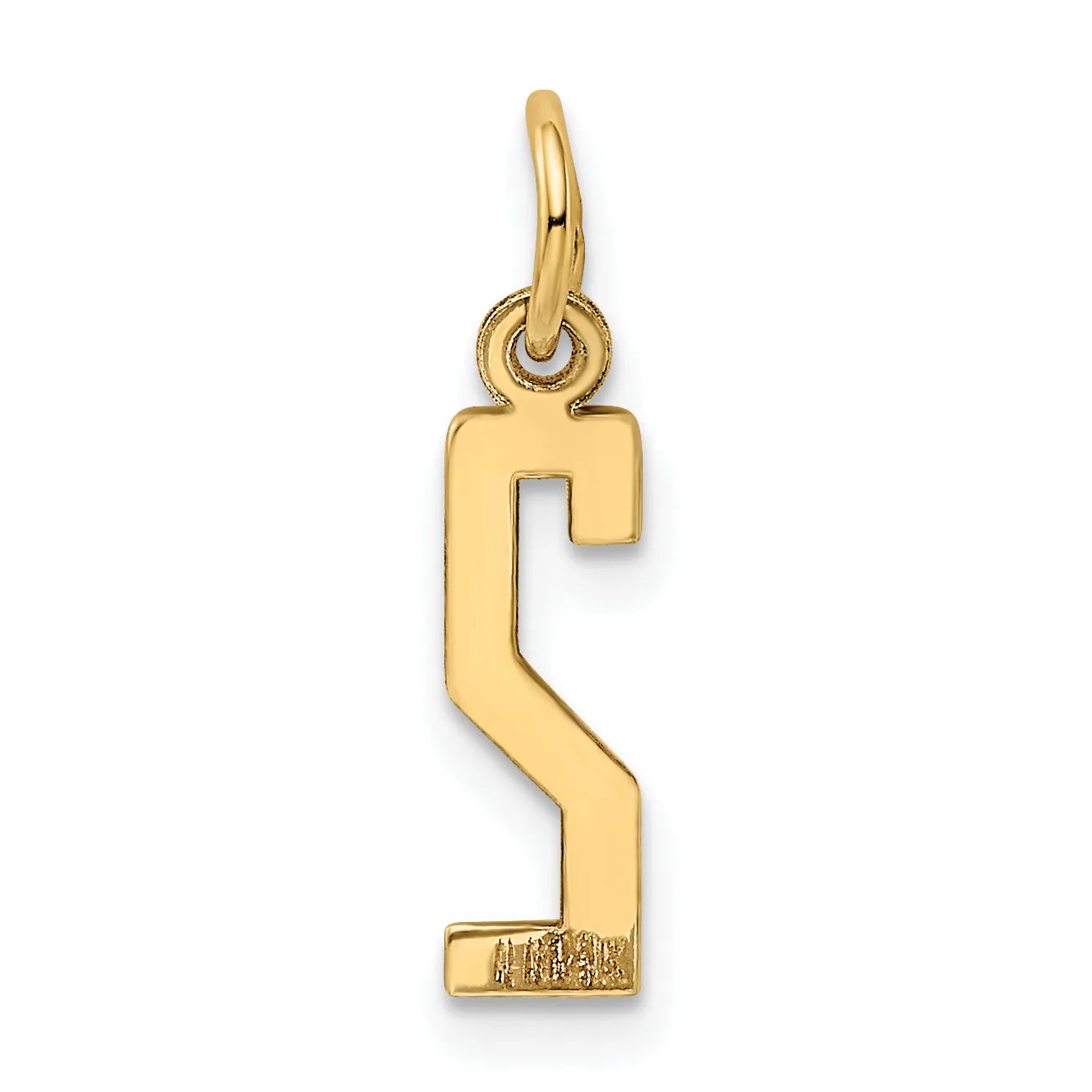 14K Gold Elongated Number 2 Charm  Polished, Laser-Cut, Small Themed Design