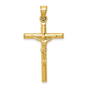 14K Gold Hollow Crucifix Pendant with Polished Finish Elegant and Refined