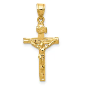 14K Gold INRI Crucifix Charm with Polished Finish Timeless Elegance by Sophia Jewelers