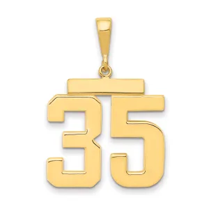 14K Gold Large Polished Number 35 Charm  Casted Elegant Yellow Gold Design
