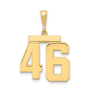 14K Gold Large Polished Number 46 Charm  Elegant Casted Design