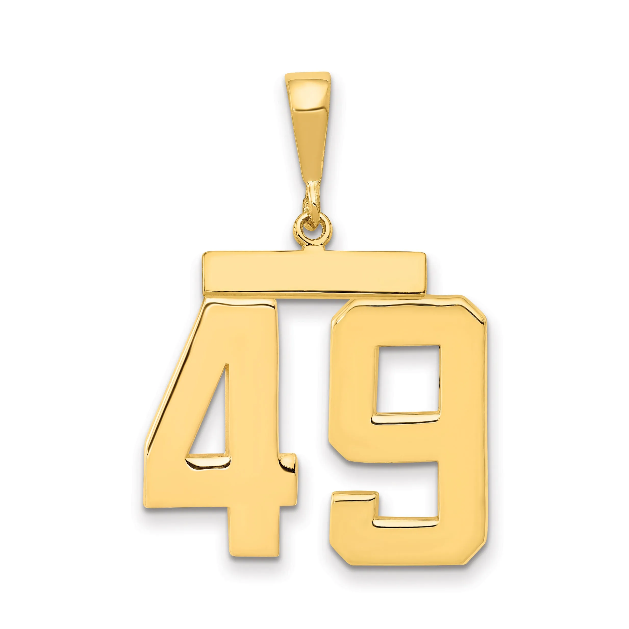 14K Gold Large Polished Number 49 Charm  Elegant Themed Pendant
