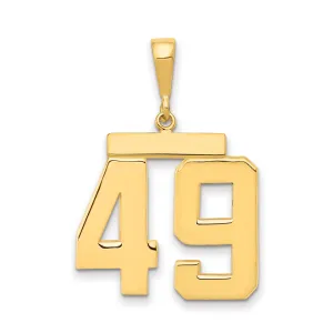 14K Gold Large Polished Number 49 Charm  Elegant Themed Pendant