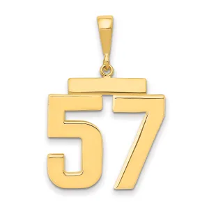 14K Gold Large Polished Number 57 Charm Elegant Themed Design