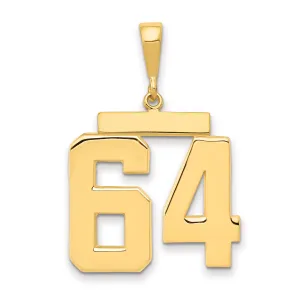 14K Gold Large Polished Number 64 Charm Elegant Themed Jewelry