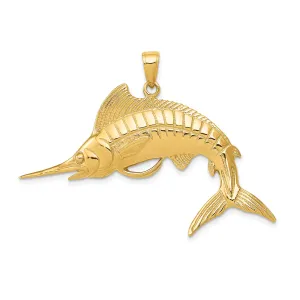 14K Gold Marlin Pendant for Men  Solid, Casted, Bold Design