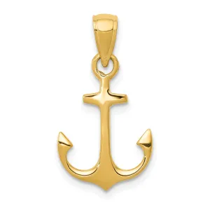 14K Gold Men's Anchor Pendant in Solid Casted Design Elegant & Timeless