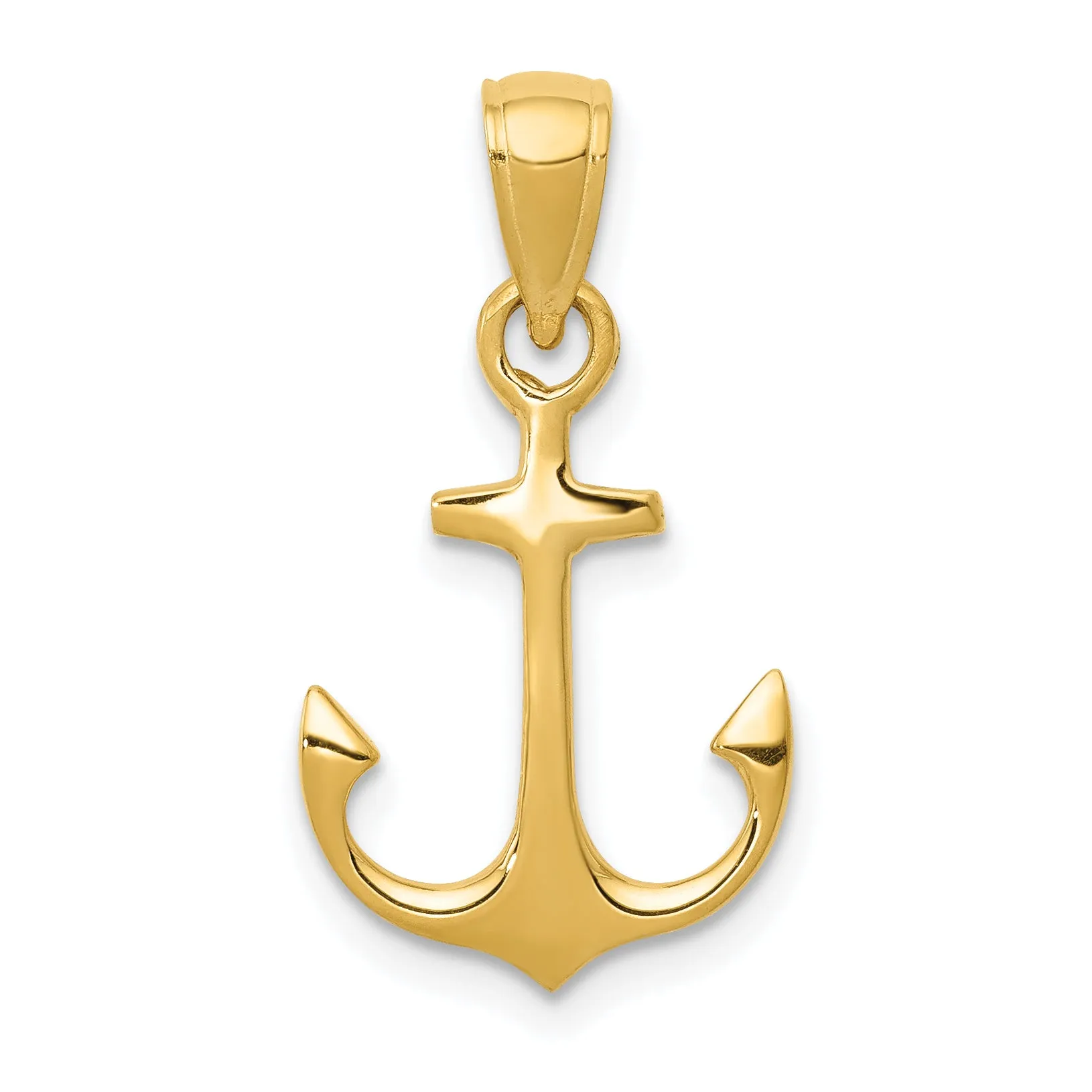 14K Gold Men's Anchor Pendant in Solid Casted Design Elegant & Timeless