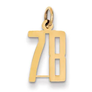 14K Gold Polished Elongated 78 Charm  Small, Laser Cut, Themed Pendants