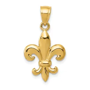14K Gold Polished Fleur de Lis Pendant for Men  Elegant Solid Design