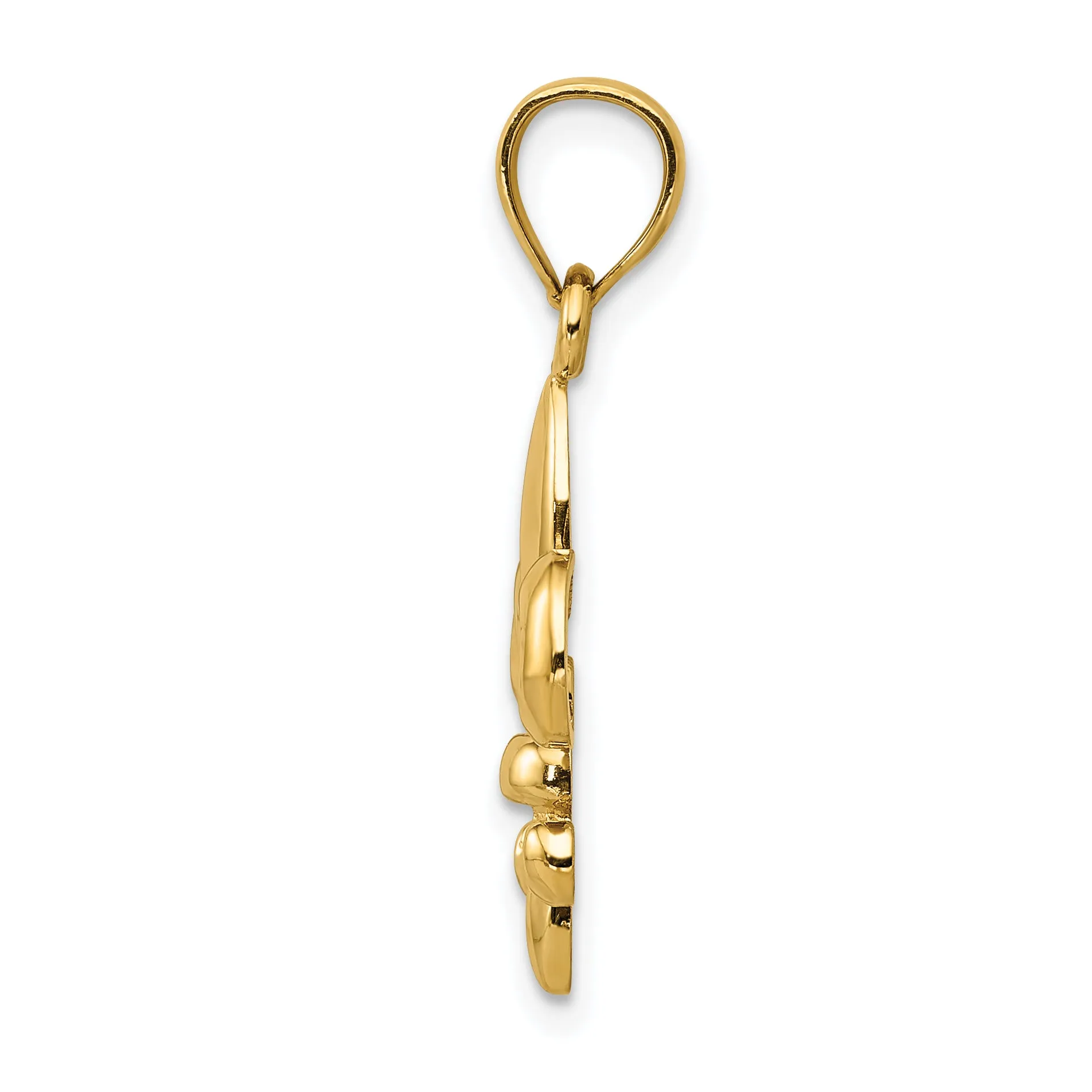 14K Gold Polished Fleur de Lis Pendant for Men  Elegant Solid Design