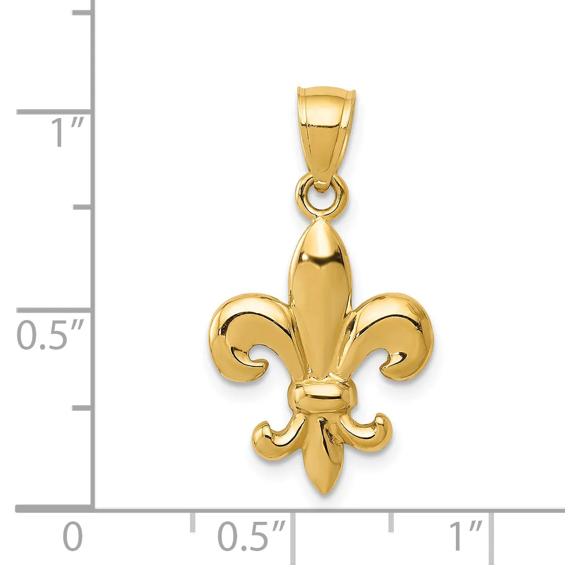 14K Gold Polished Fleur de Lis Pendant for Men  Elegant Solid Design