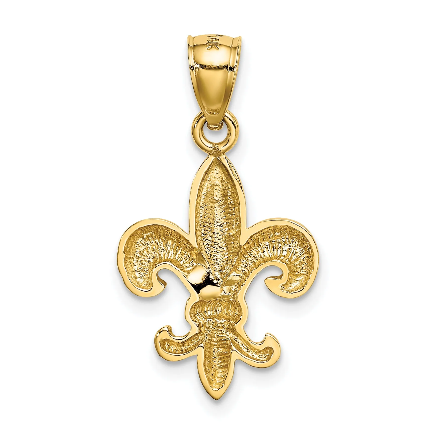 14K Gold Polished Fleur de Lis Pendant for Men  Elegant Solid Design