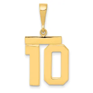 14K Gold Polished Number 10 Charm in Medium Size by Sophia Jewelers