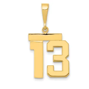 14K Gold Polished Number 13 Charm Medium Size Themed Design