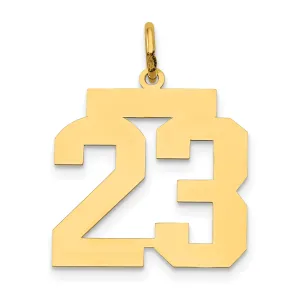 14K Gold Polished Number 23 Charm Medium Laser Cut