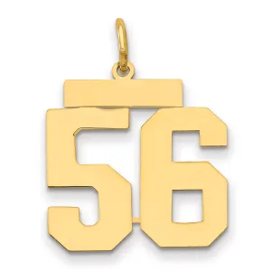 14K Gold Polished Number 56 Charm with Laser Cut Design Medium Size