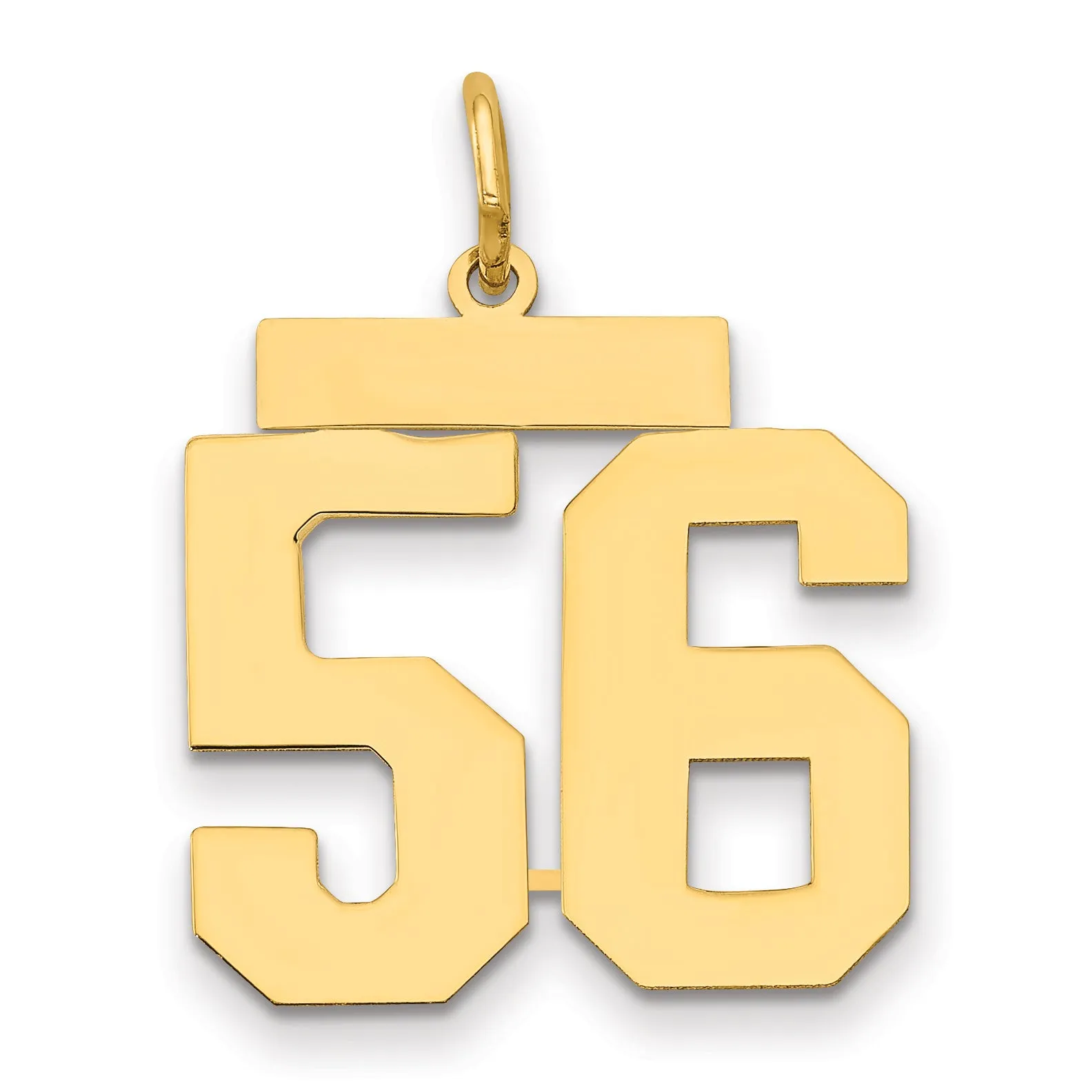 14K Gold Polished Number 56 Charm with Laser Cut Design Medium Size