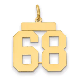 14K Gold Polished Number 68 Charm with Laser Cut Finish