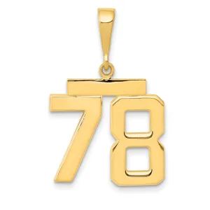 14K Gold Polished Number 78 Charm  Timeless Medium Pendant for Gifts