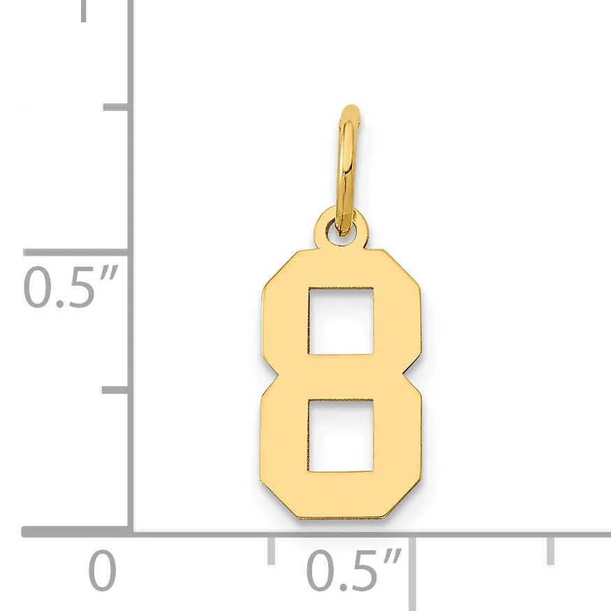 14K Gold Polished Number 8 Charm  Small, Laser-Cut, Elegant Finish