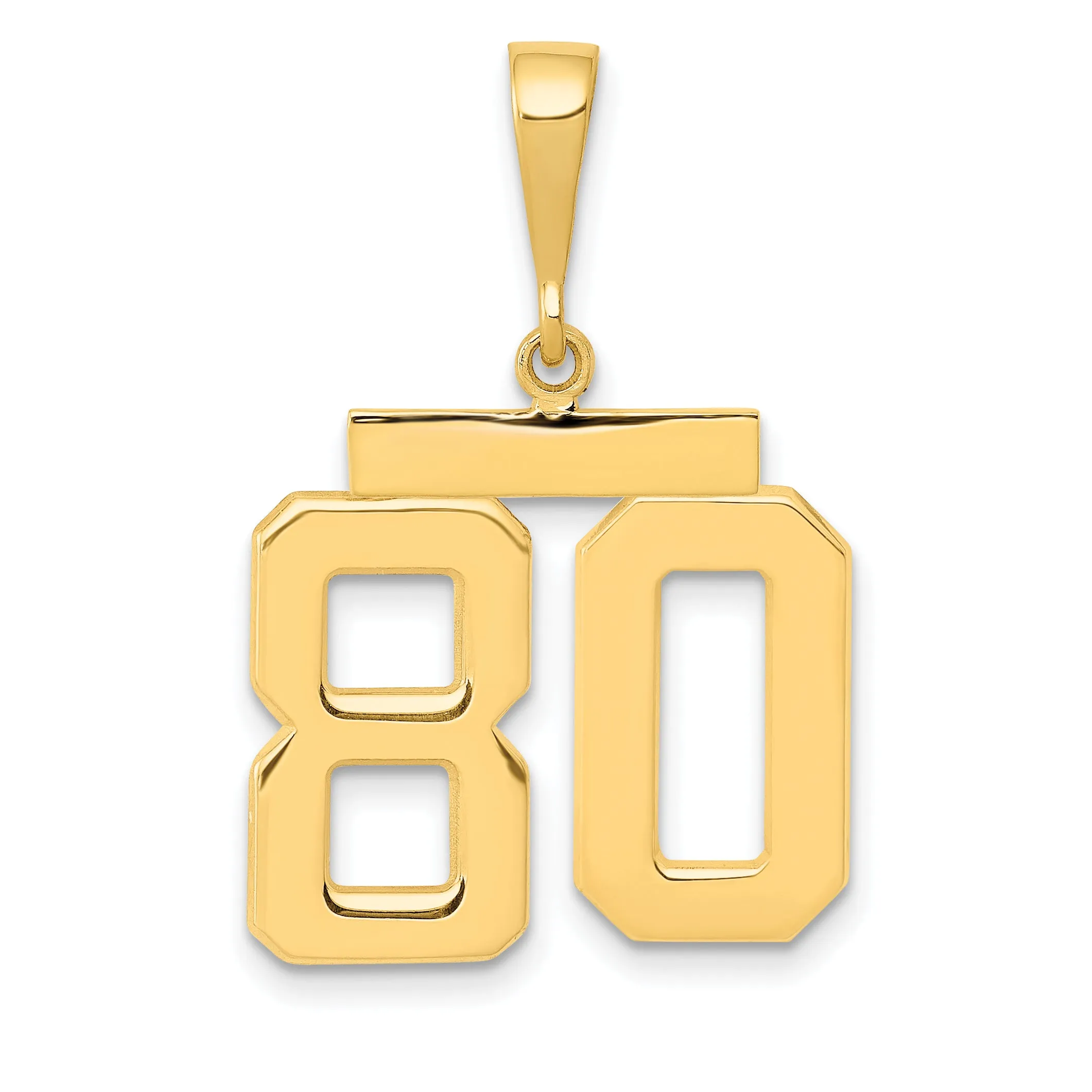 14K Gold Polished Number 80 Charm Medium, Elegant, Casted Design