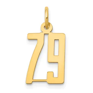 14K Gold Polished Small Elongated 79 Charm  Laser Cut Elegant Design
