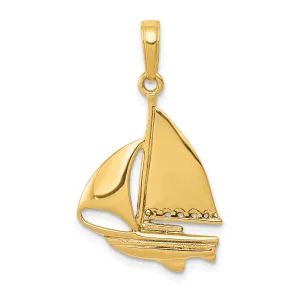 14K Gold Sailboat Pendant for Men  Solid Casted Nautical Charm