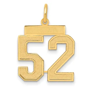 14K Gold Satin Finish Number 52 Charm  Medium Brushed Design