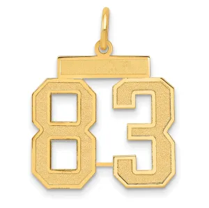 14K Gold Satin Finish Number 83 Charm with Brushed Texture