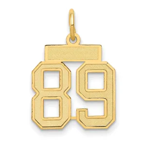 14K Gold Satin Number 89 Charm with Brushed Finish Small