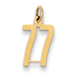 14K Gold Small Polished 77 Charm Laser Cut Elegant Design