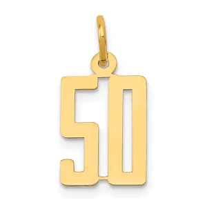 14K Gold Small Polished Elongated Charm with Laser-Cut Detail