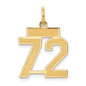 14K Gold Small Satin Number 72 Charm with Brushed Finish