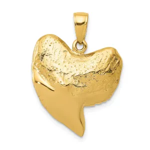 14K Gold Solid Polished 3D Shark Tooth Pendant for Men
