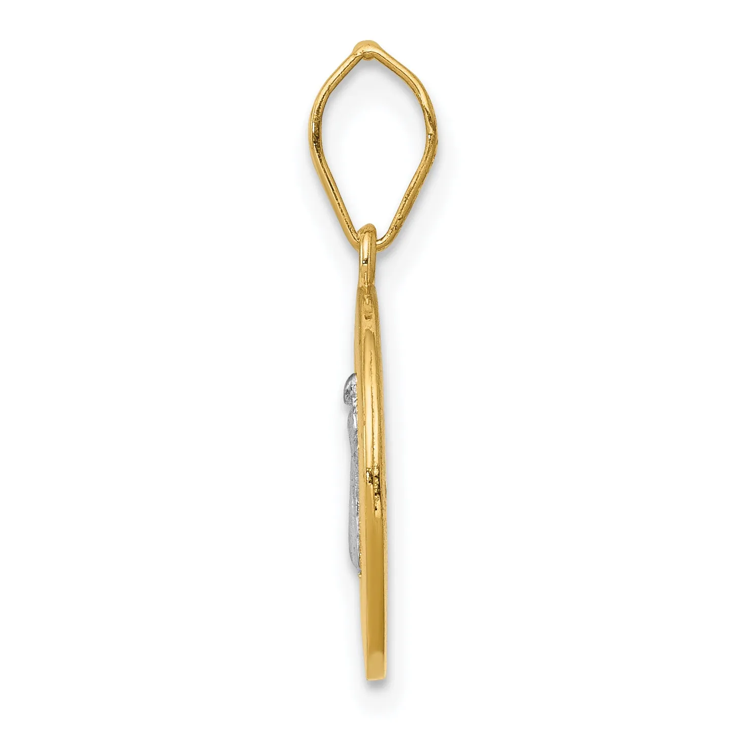 14K Gold St. Benedict Medal Pendant with Rhodium Accents, Reversible Design
