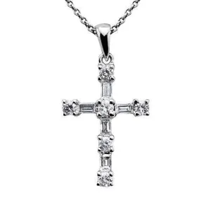 14k White Gold Diamond Cross 0.45ctw